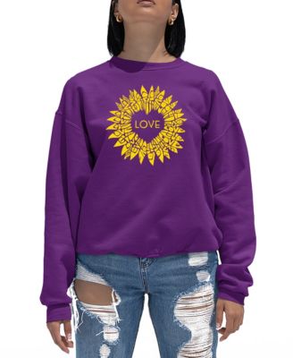 Women's Sunflower Love Word Art Crewneck Sweatshirt