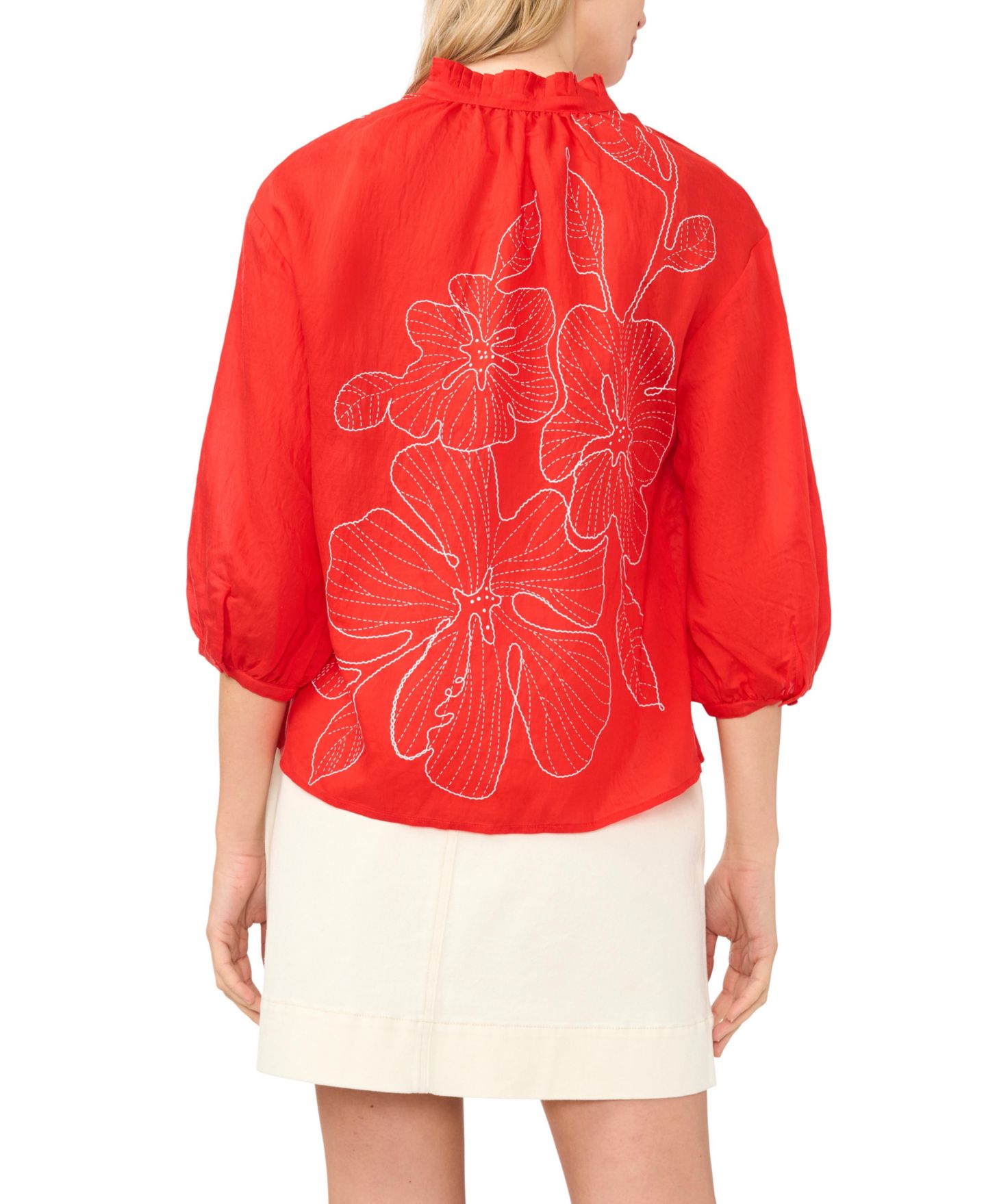 Женская блузка Vince Camuto 3/4-Length-Sleeve Wide Pleated Neck, цвет: Красный — фото 4