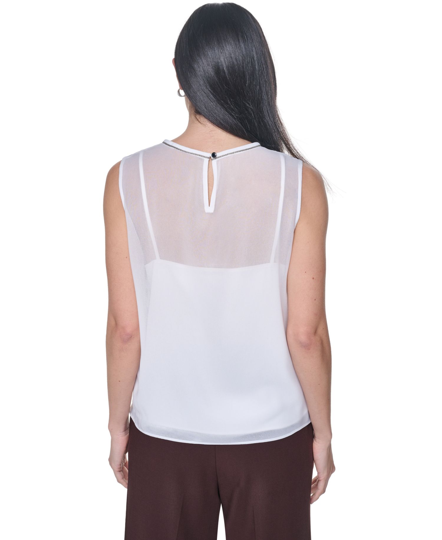 Women's Crewneck Sleeveless Blouse With Slip