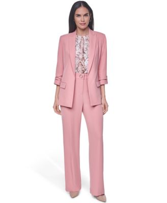 women's formal dress pant suits Jovani 07227 Long Sleeve Two Piece Suit Blazer Length on the back 25 Power Play Fancy Pantsuit |