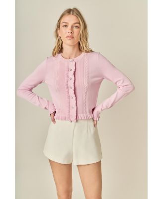 Women's Ruffle Placket Knitted Cardigan