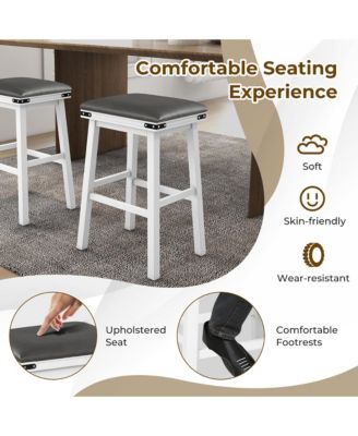 PU Leather Bar Stools Set of 4 30'' Counter Height Dining Stools w/ Upholstered Seat