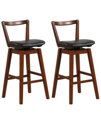 Swivel Bar Height Bar Stool Set of 2 30.5'' Upholstered PU Leather Kitchen