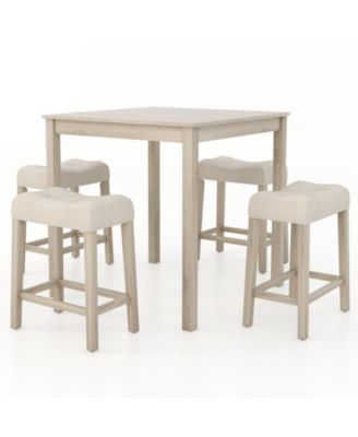 Five Piece Bar Table Set with Square Table and Stools