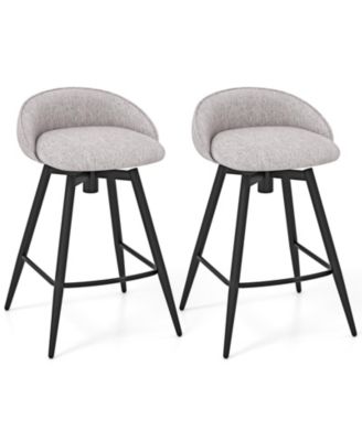Set of 2 Upholstered Bar Stools with Footrest and Backrest