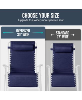 Set of 2 Extra Wide Zero Gravity Lounge Chair Recliners w/ Cup Holder