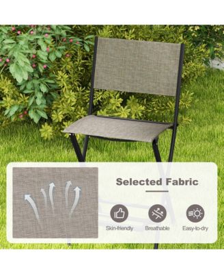 Folding Bar Stools Set of 4 Patio Sling Chairs w/ Backrest Humanized Footrest
