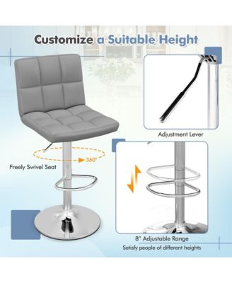 Set of 4 Adjustable Swivel Bar Stool Counter Height Bar Chair PU Leather