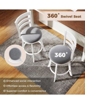 25" Swivel Barstools Set of 2, 360degree(s) Rotating Bar/Counter Height Chairs with Upholstered Seat