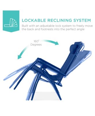 Folding Zero Gravity Recliner Patio Lounge Chair w/ Canopy Shade, Headrest, Tray