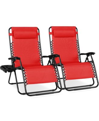Set of 2 Extra Wide Zero Gravity Lounge Chair Recliners w/ Cup Holder