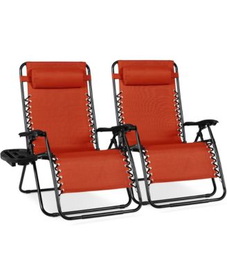 Set of 2 Extra Wide Zero Gravity Lounge Chair Recliners w/ Cup Holder