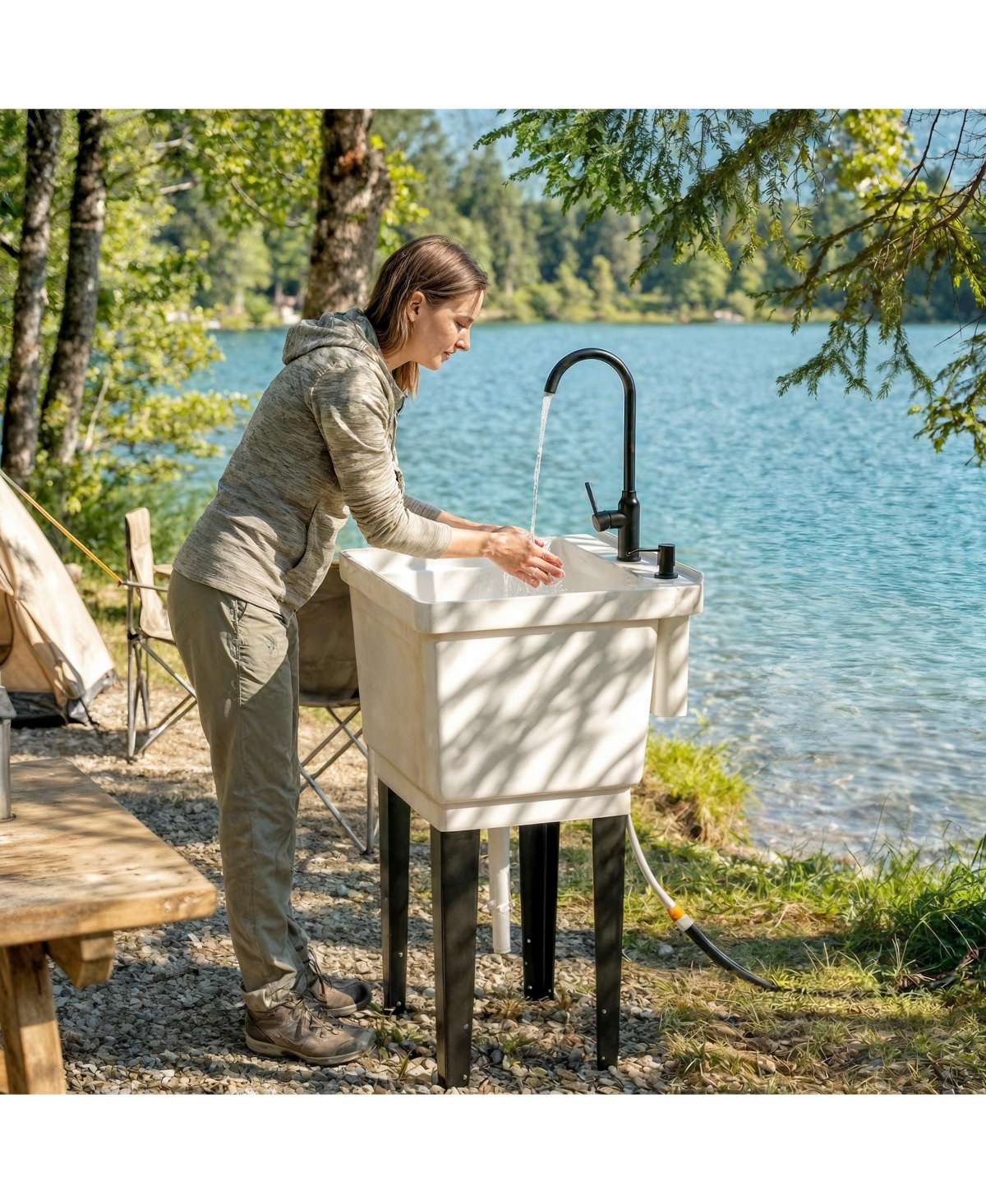 Outsunny Utility Sink Laundry Tub, Freesding Laundry Sink,