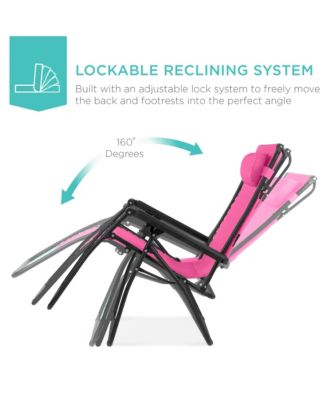 Folding Zero Gravity Recliner Patio Lounge Chair w/ Canopy Shade, Headrest, Tray