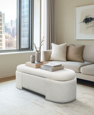 Leslie 48" Fully Upholstered Oval Storage Bench