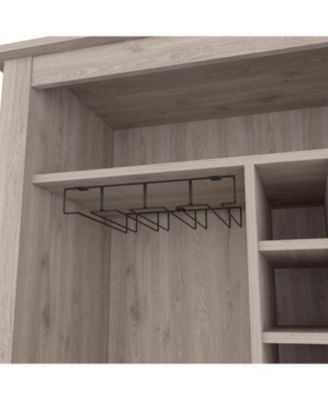 38 Bar-Coffee Cart with 8 Bottle Racks, 1 Cup Holder and Central Shelf