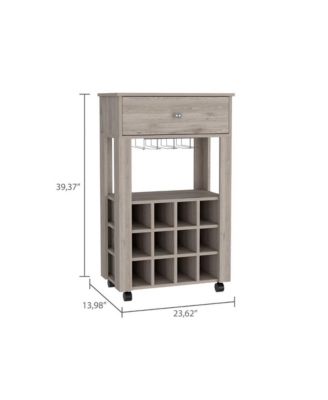 Bar Cart with 12 Wine Cubbies, Glassware Storage and 2.2  Casters