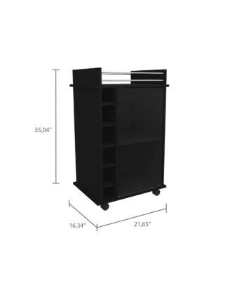 Bar Cart with 2 Shelves, 6 Wine Racks and 4 Casters, Glass Door Home Bar Cart