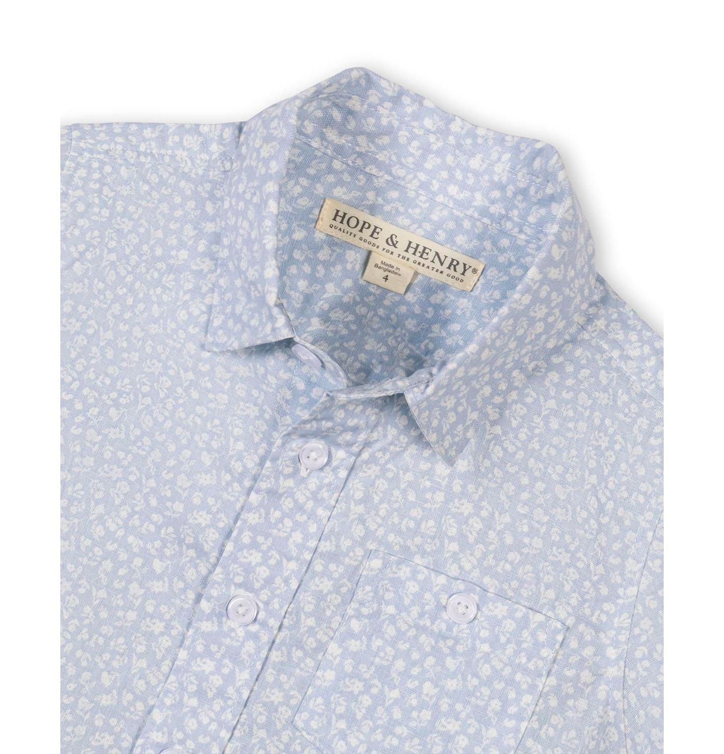 Рубашка Hope & Henry Linen Short Sleeve Shirt для мальчиков, цвет: Синий — фото 5