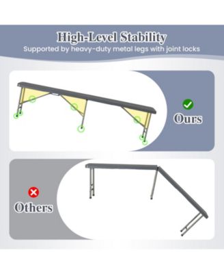 6 Feet Folding HDPE Bench with 1320 LBS Capacity and Handle Lock