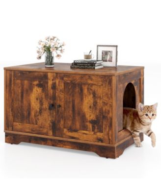 Cat Litter Box Enclosure Wooden End Side Table