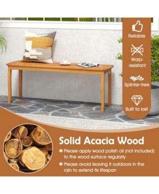Acacia Wood Outdoor 48" Long Patio Dining Bench-2 Pieces