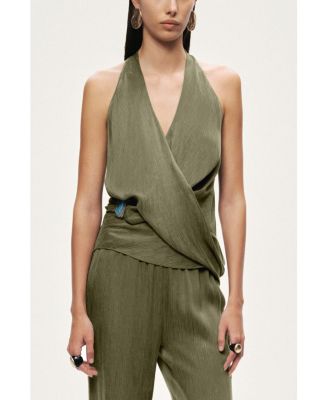 Women's Asymmetric Halter Wrap Top