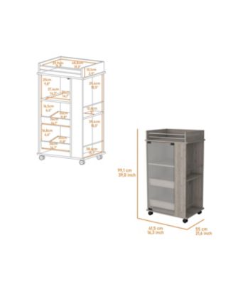 Glass Door Bar Cart with Bottle Holder and Casters