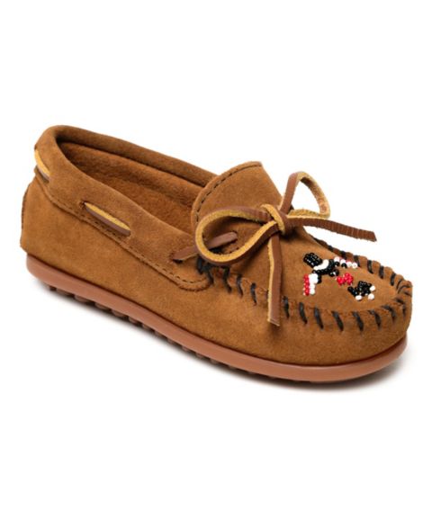 Детские замшевые мокасины Minnetonka Thunderbird Animikii с бисером, цвет: Коричневый