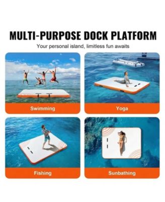 6 x 5 ft Inflatable Floating Dock Platform with Carry Bag