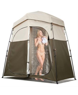2-Room Portable Camping Shower and Changing Tent with Stakes