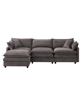 L-Shaped Modular Sectional Sofa, 105" 3-Seater Convertible Chenille Couch with Removable Ottoman for Living Room Decor