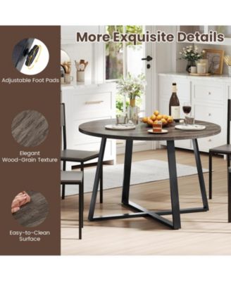 47 Inch Round Dining Table with Stable X-shaped Base and Round Thickened Tabletop.