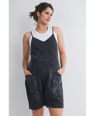 Maternity Washed Relaxed Fit Romper with Pockets