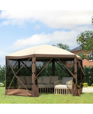  6-Sided Pop-Up Gazebo Screen Tent with Mesh Windows