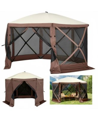  6-Sided Pop-Up Gazebo Screen Tent with Mesh Windows
