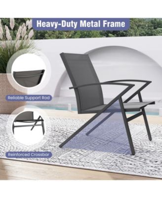 Patio Chairs Set of 2 Lawn Chairs with Heavy Duty Metal Frame