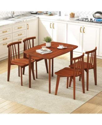 Rectangular Walnut Finish Kitchen Table for 2-4 with Triangular Bracing