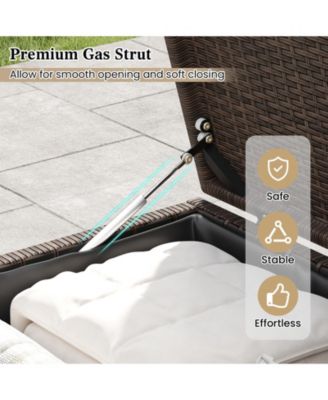  PE Rattan Patio Storage Bin with Waterproof Liner and Shoe Rack