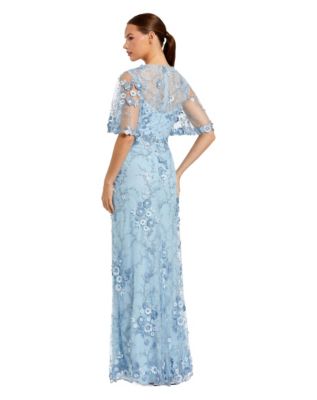 princess polly baby blue dress White Prom Dress with Blue Flowers main image 0