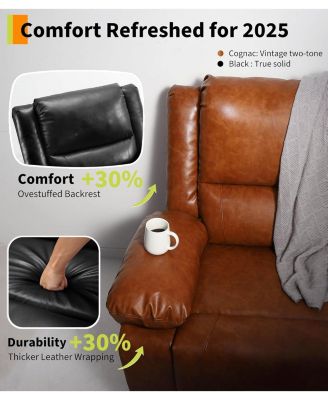 Electric Lift Recliner Chair - Heat and Massage, PU Leather Power Lift Recliner for Elderly and Mobility Impaired, Adjustable Back and Legs