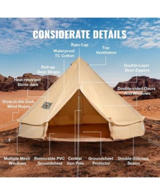 16.4 ft Canvas Bell Tent with Stove Jack for 4-Season Camping