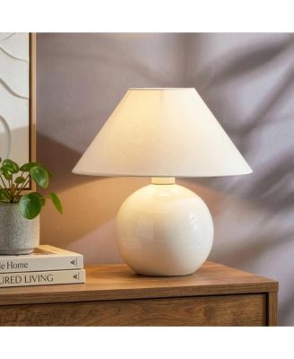 Fiona Classic Ceramic LED Table Lamp with Fabric Empire Shade