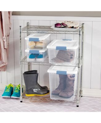 25 Quart Latching Storage Box, Stackable Bin with Latch Lid, 12 Pack