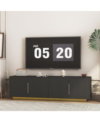 68" Modern Wooden Entertainment Center with Storage, LED Media Console with 16 Color Lights, TV Stand Compatible with 55 60 65 Inch TV