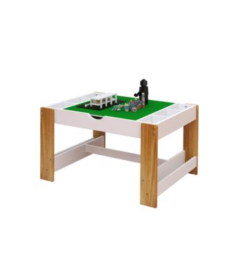 Kids 2 in 1 Play Table with 7 Storage Compartments and Bookshelf, Modern Activity Learning Table Game Furniture