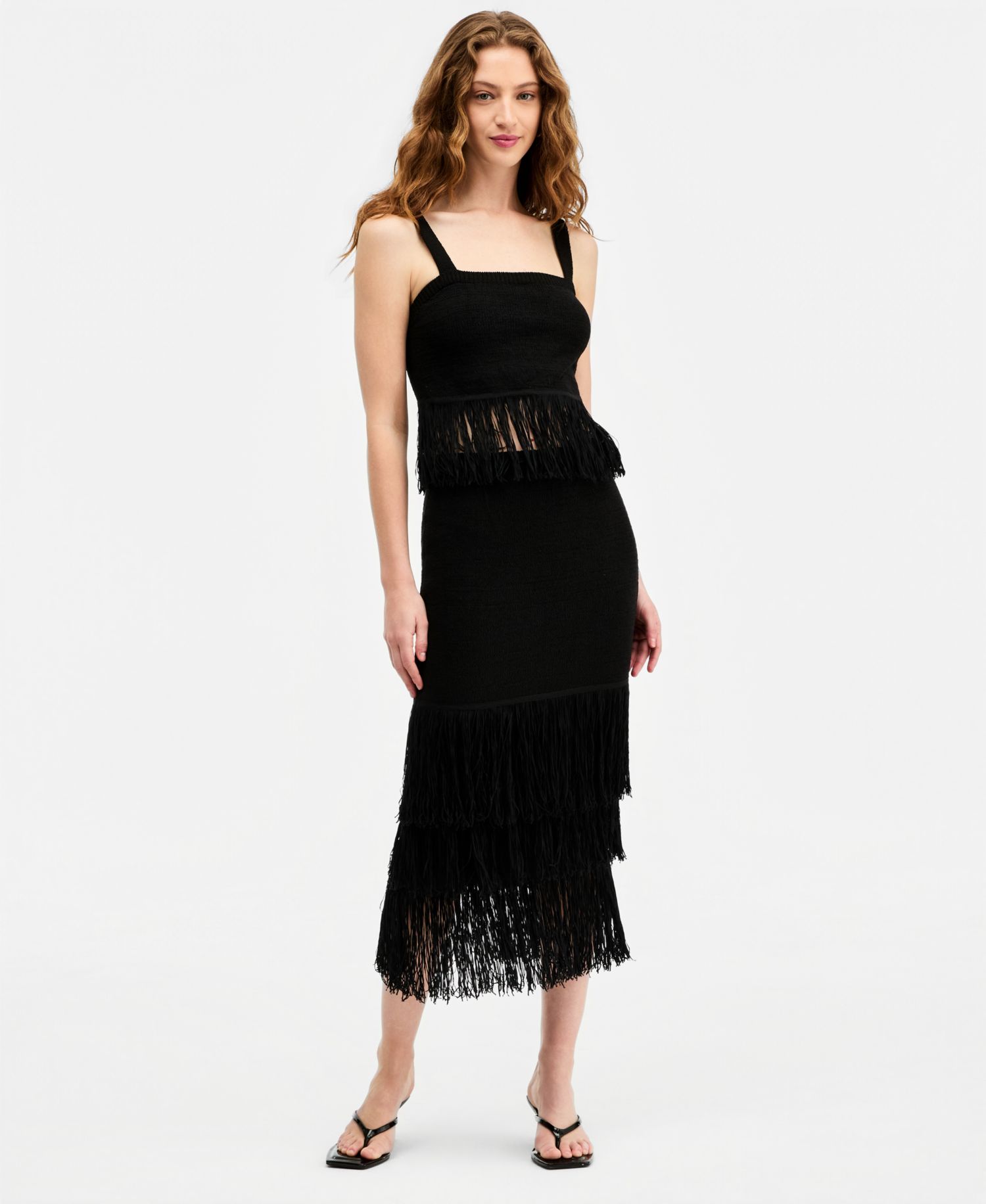 Women's Square-Neck Fringe-Trim Tank Top