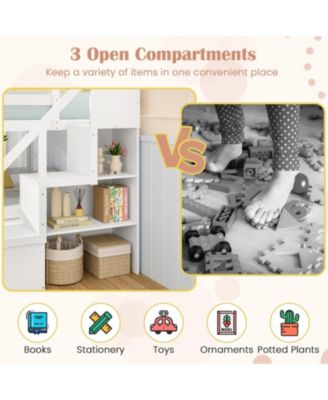 Pine Wood Full Over Full Bunk Bed with Storage Stairs