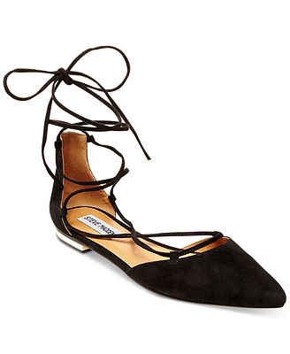 Steve Madden Women's Sunshine Lace-Up Pointed Flats - Flats - Shoes ...