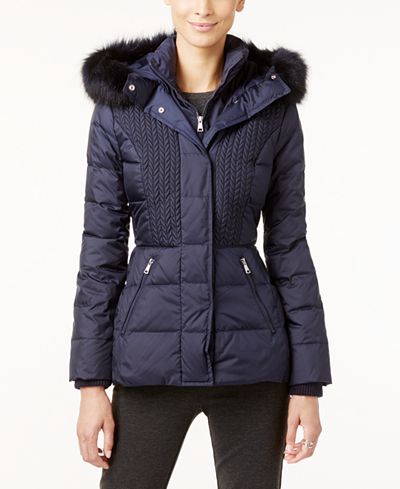 Jones New York Faux-Fur-Trim Hooded Quilted Puffer Coat
